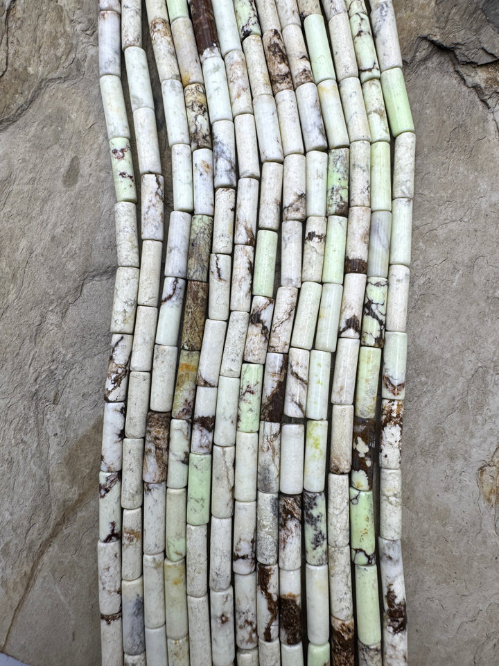 Lemon Chrysoprase (Australia)Tube Beads 4x13mm 15 inch