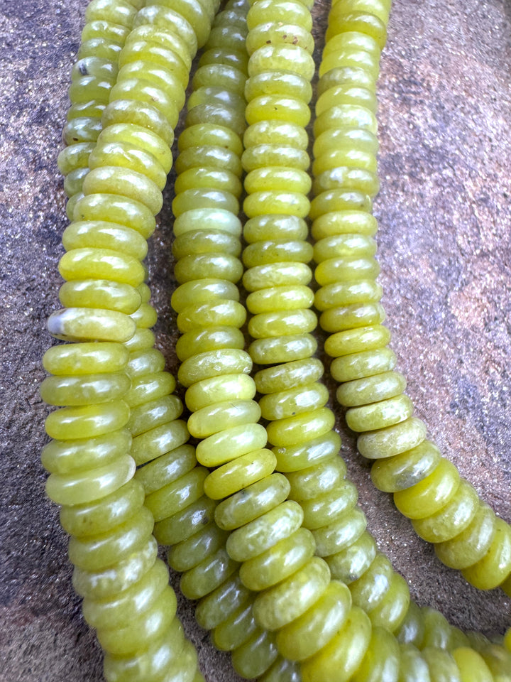 Lime Green Jade 6mm Button Beads 16 Inch Strand - Jade