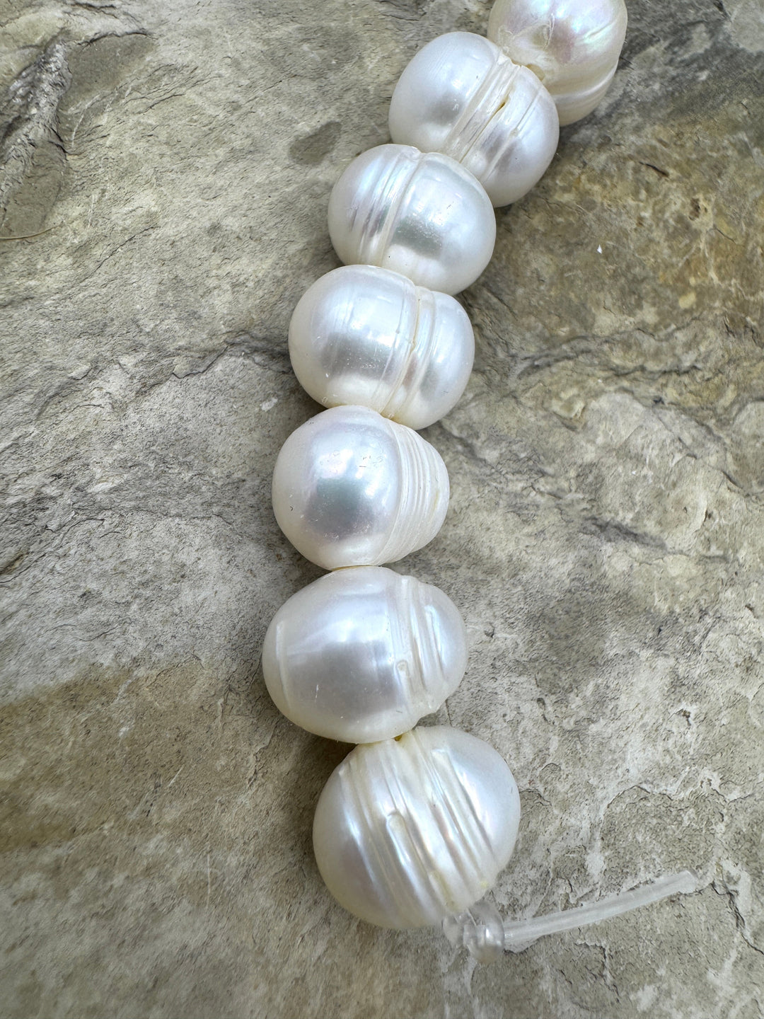 LOT of 7 X-LARGE 113-15mm Large Hole Ringed Pearls 7 Pearls