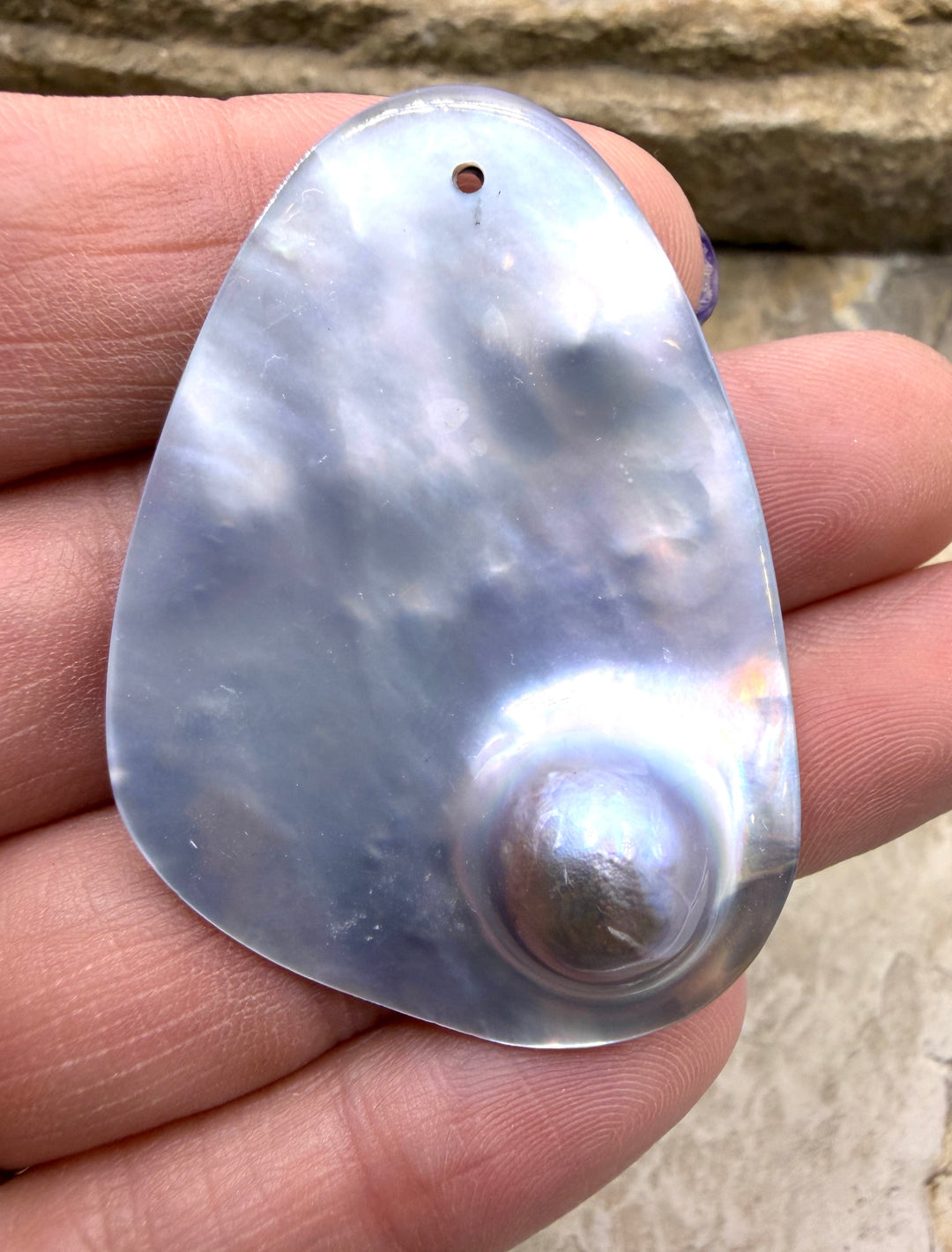 Mabe Blister Pearl BIG Focal Pendant Bead 3x46mm 
