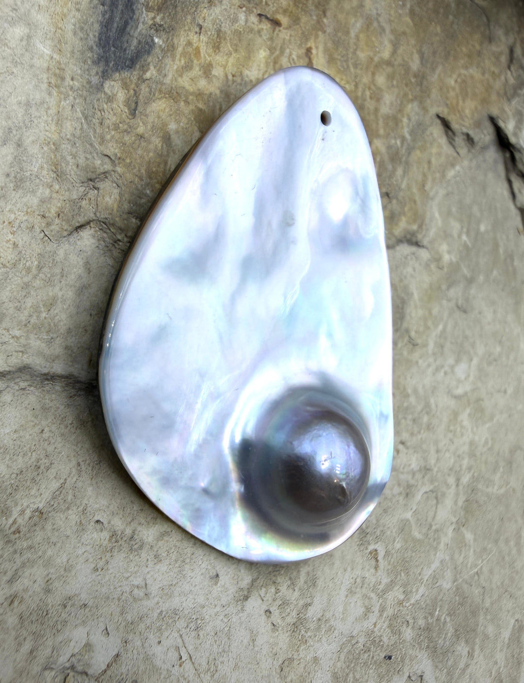 Mabe Blister Pearl BIG Focal Pendant Bead 3x46mm 