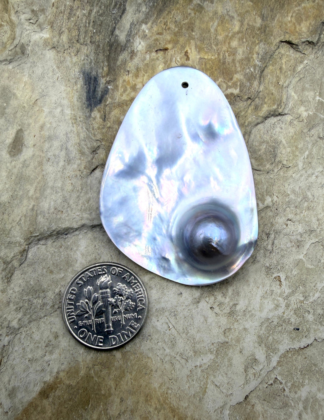 Mabe Blister Pearl BIG Focal Pendant Bead 3x46mm 