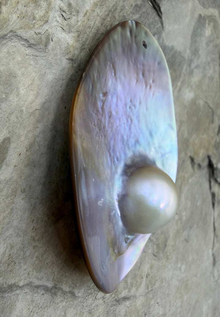 Mabe Blister Pearl BIG Focal Pendant Bead 41x59mm - Mabe