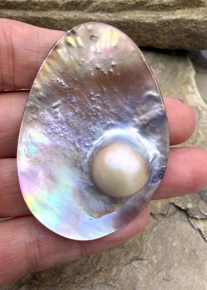 Mabe Blister Pearl BIG Focal Pendant Bead 41x59mm - Mabe