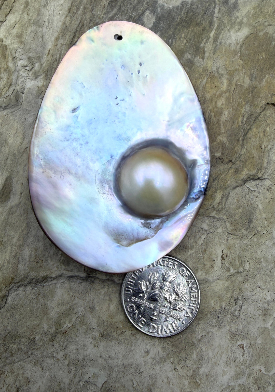 Mabe Blister Pearl BIG Focal Pendant Bead 41x59mm - Mabe