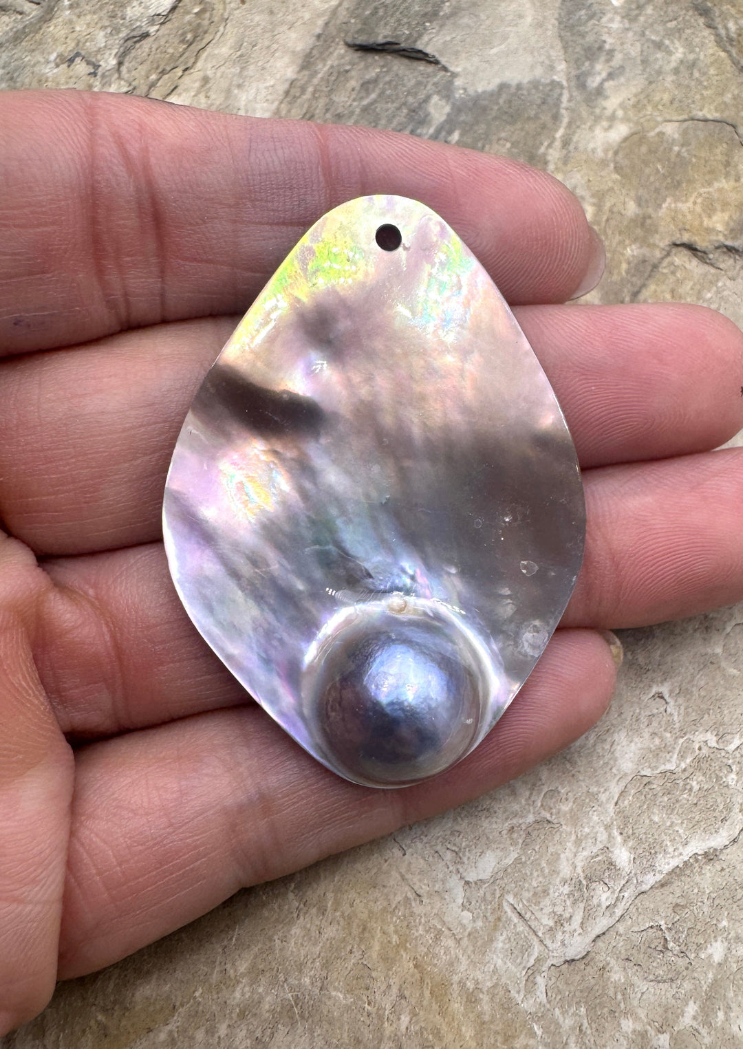 Mabe Blister Pearl BIG Focal Pendant Bead Large (2mm) Hole