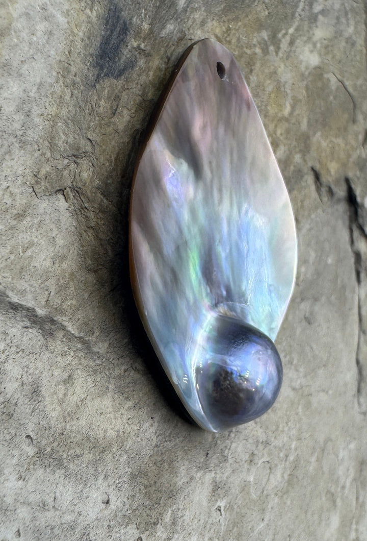 Mabe Blister Pearl BIG Focal Pendant Bead Large (2mm) Hole
