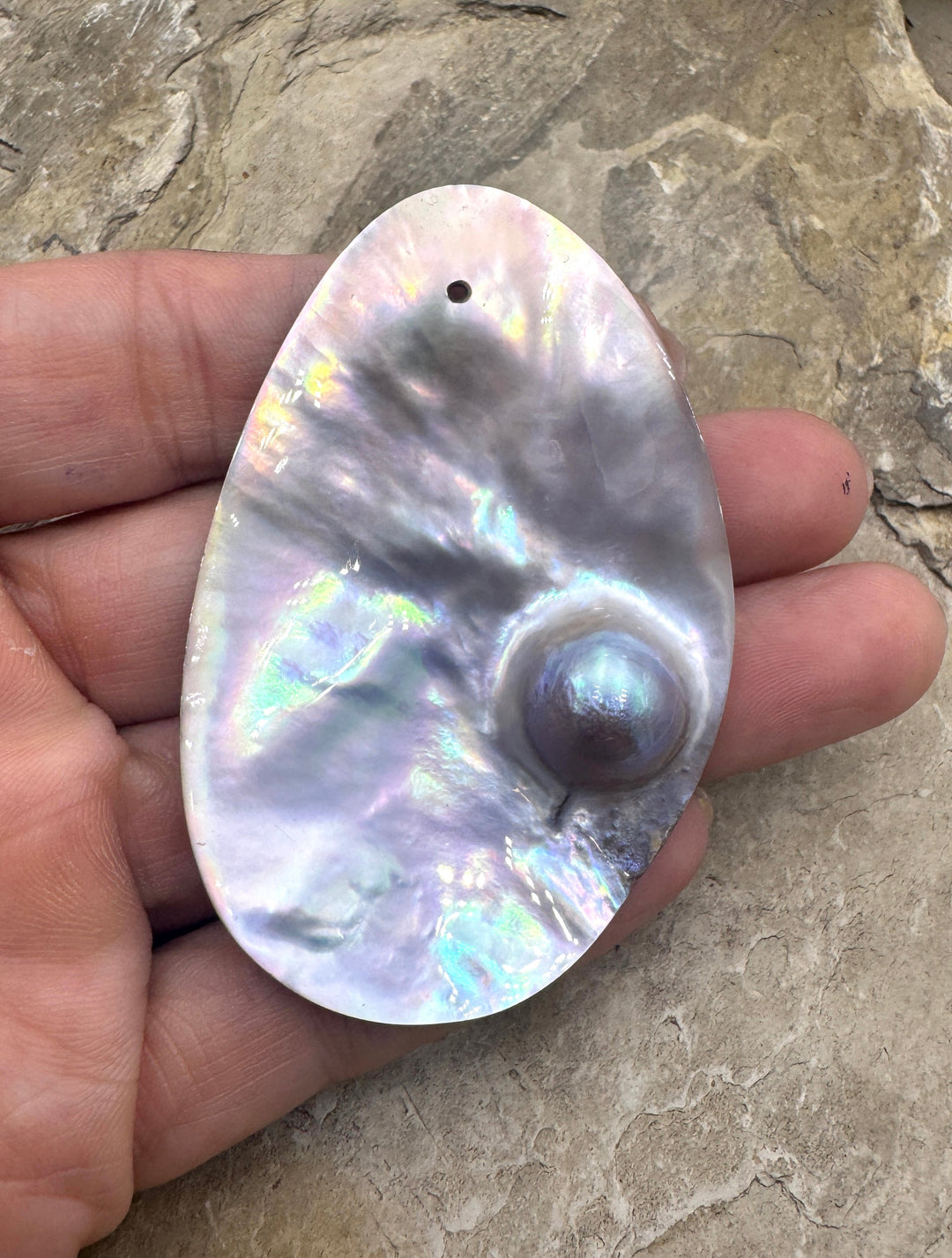 Mabe Blister Pearl BIG Focal Pendant Bead Large (2mm) Hole