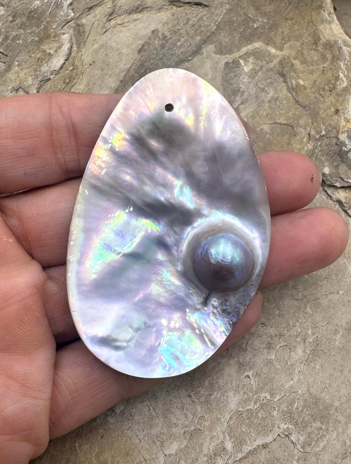 Mabe Blister Pearl BIG Focal Pendant Bead Large (2mm) Hole