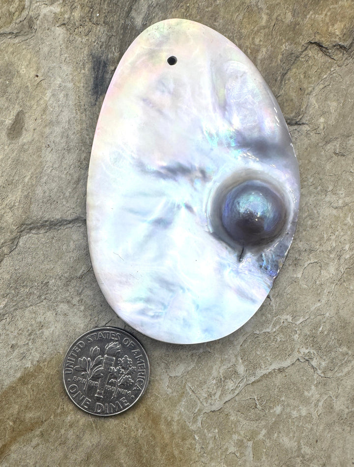 Mabe Blister Pearl BIG Focal Pendant Bead Large (2mm) Hole