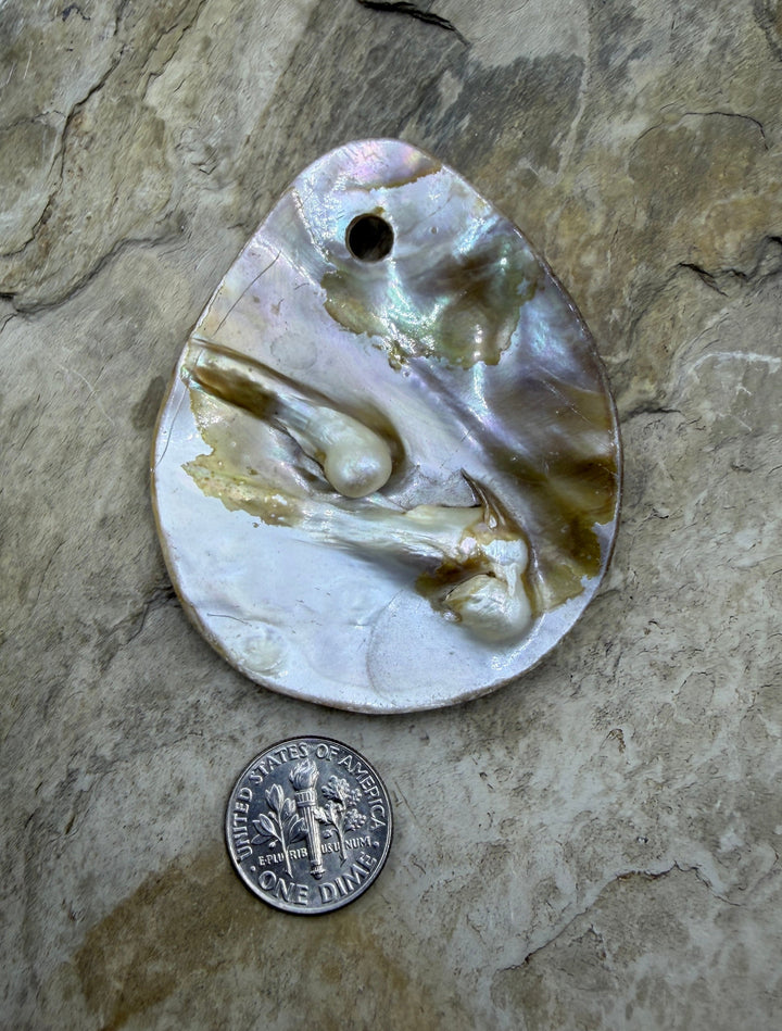 Mabe Blister Pearl BIG (Large Hole) Focal Pendant Bead