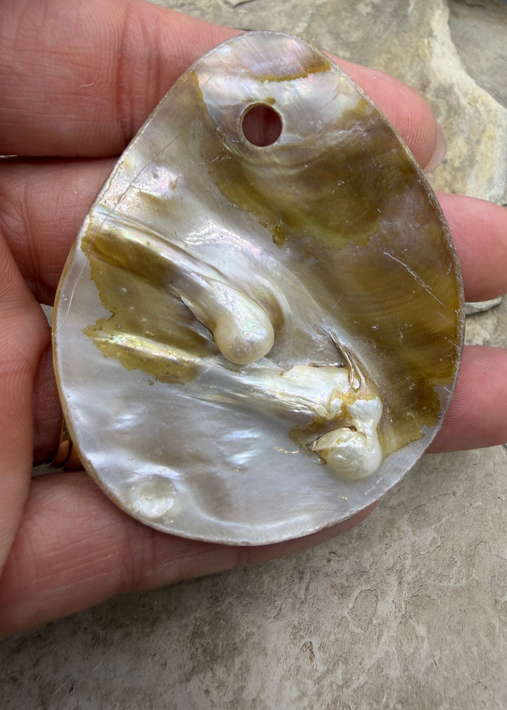 Mabe Blister Pearl BIG (Large Hole) Focal Pendant Bead