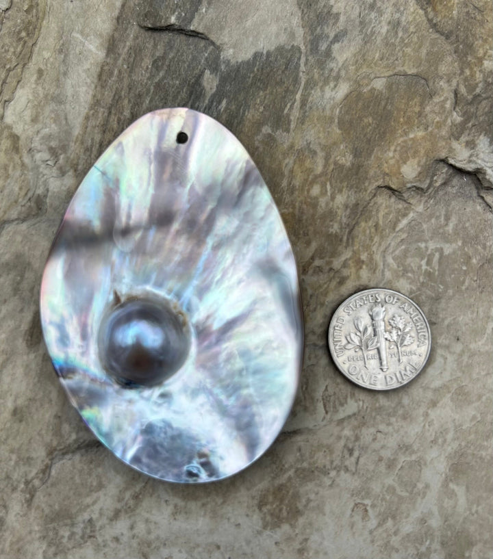Mabe Pearl Focal Pendant Bead 44x63mm - Mabe Pearl