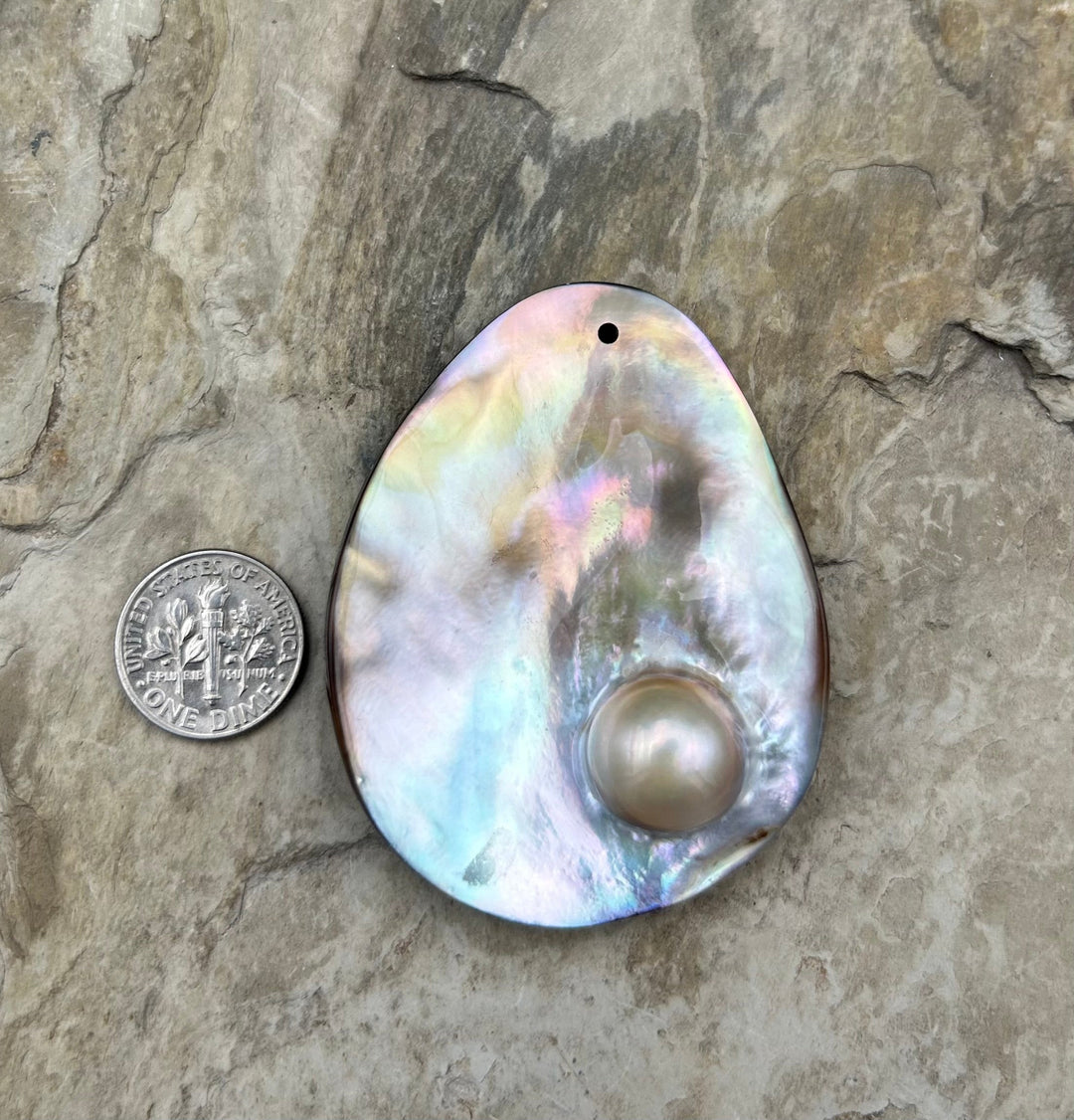 Mabe Pearl Focal Pendant Bead 46x59mm - Mabe Pearl