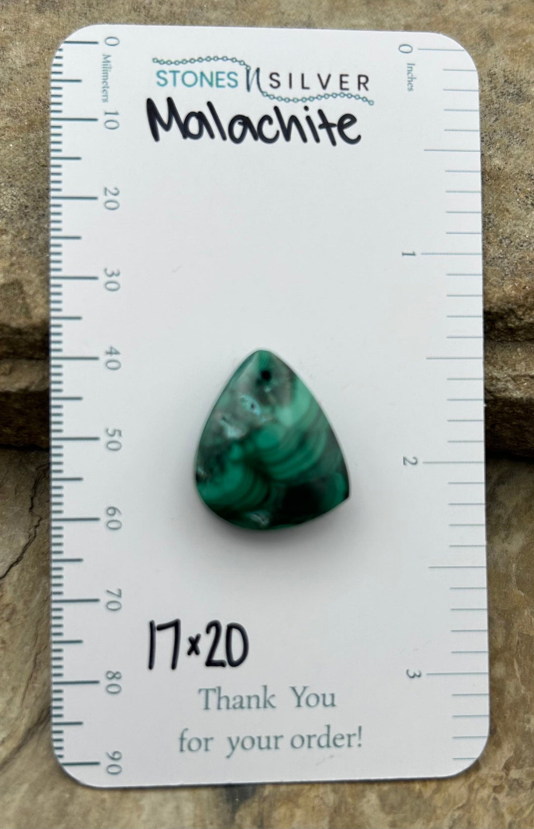 Malachite Focal Pendant Bead 17x20mm - Malachite/Azurite