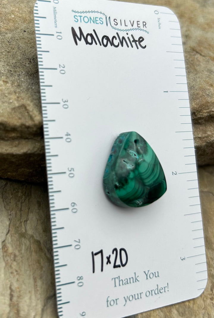 Malachite Focal Pendant Bead 17x20mm - Malachite/Azurite