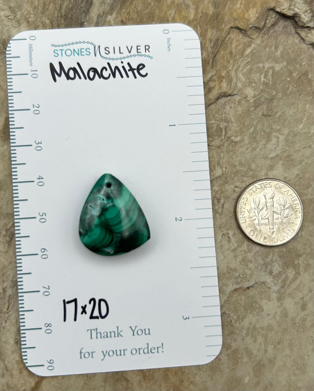 Malachite Focal Pendant Bead 17x20mm - Malachite/Azurite