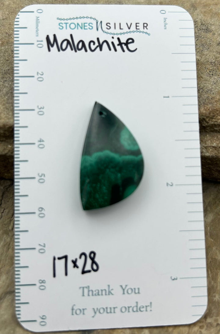 Malachite Focal Pendant Bead 17x28mm - Malachite/Azurite