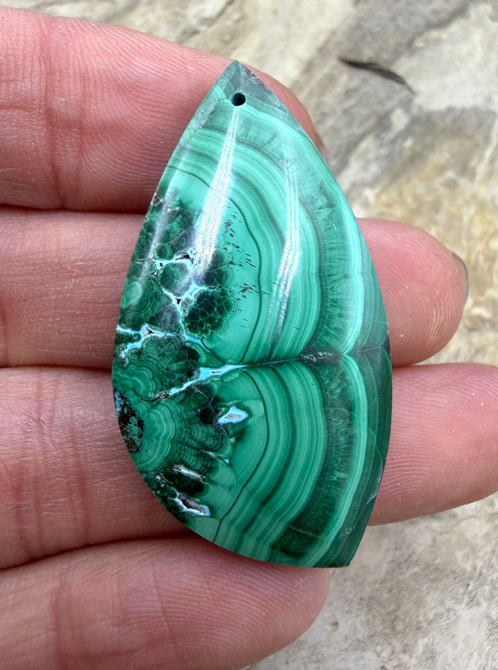 Malachite with Chrysocolla Focal Pendant Bead 22x42mm