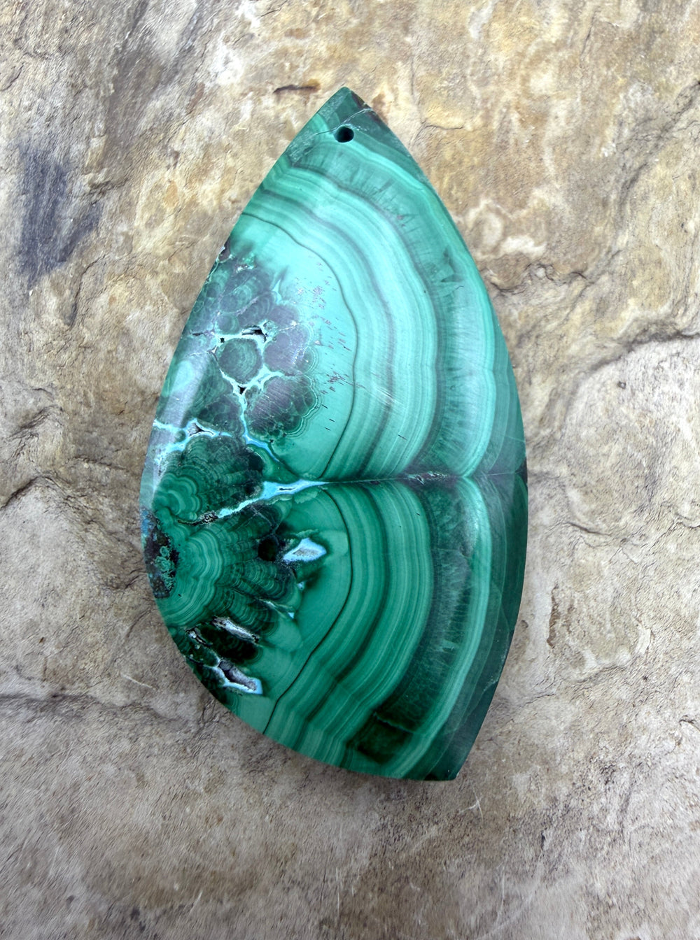 Malachite with Chrysocolla Focal Pendant Bead 22x42mm
