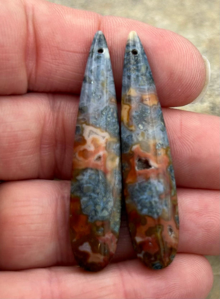 Marcasite Pyrite Matching Earring Slab Bead Pair 11x49mm