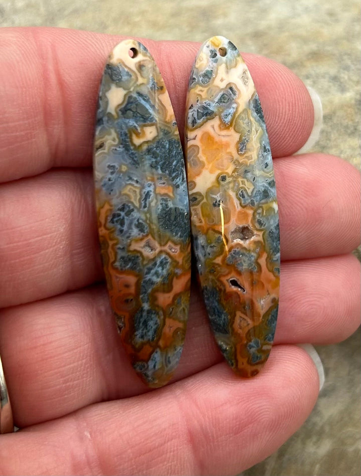 Marcasite Pyrite Matching Earring Slab Bead Pair 13x48mm
