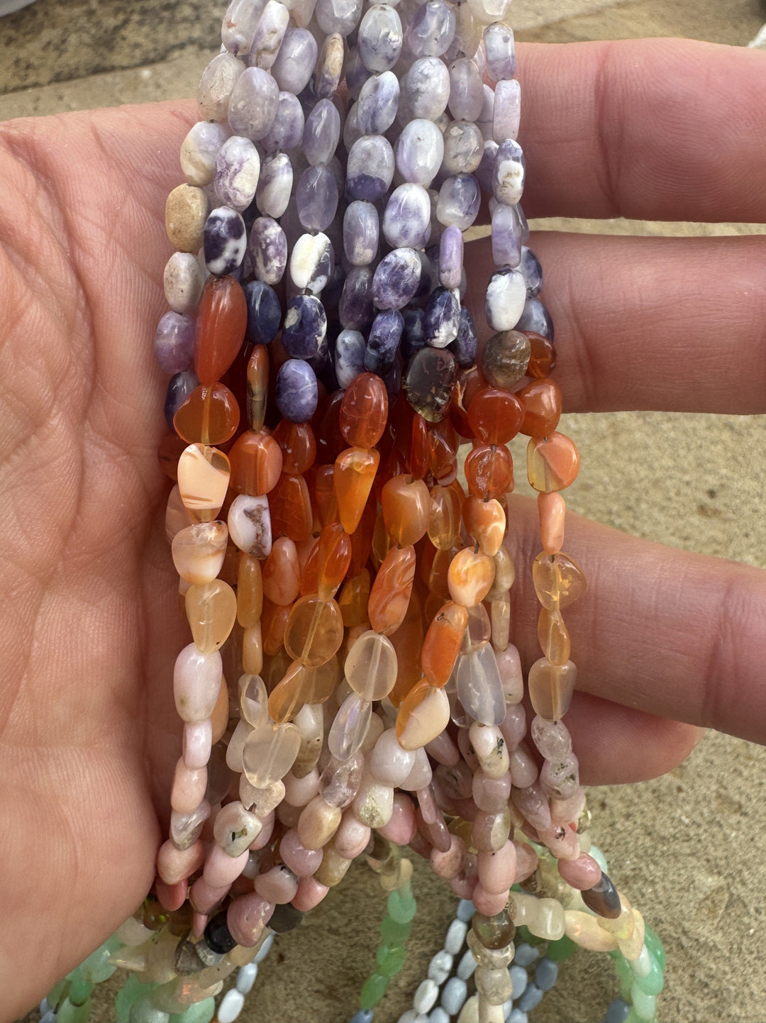 Mixed Natural Opal Graduated Nugget Beads 4x6mm-6x10mm 18