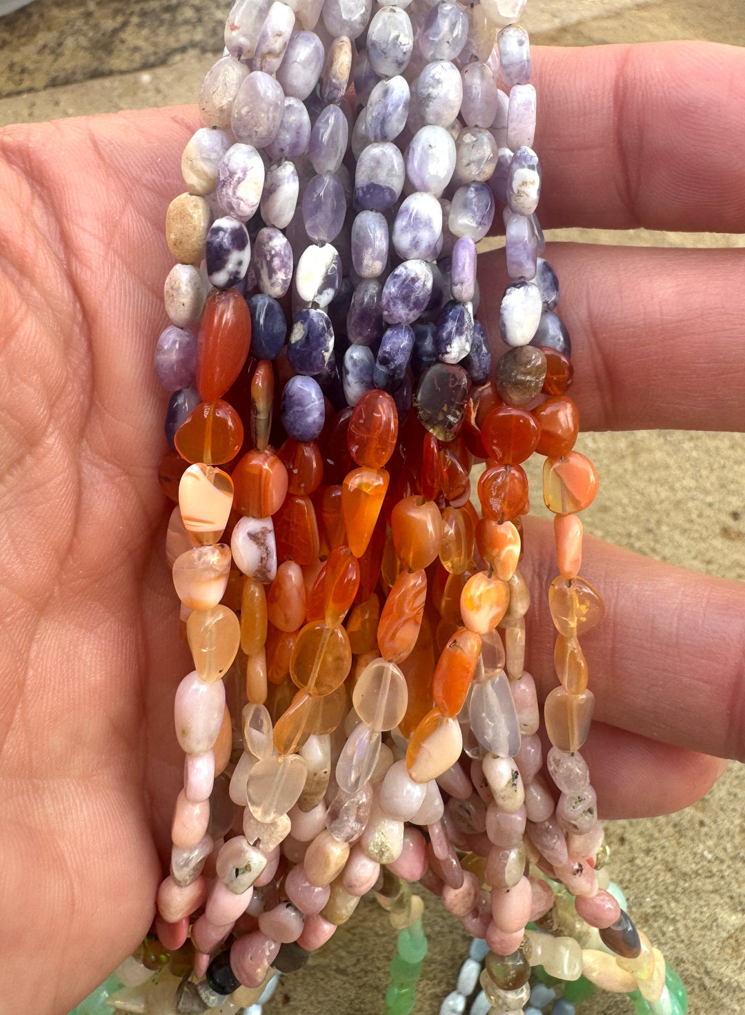 Mixed Natural Opal Graduated Nugget Beads 4x6mm-6x10mm 18