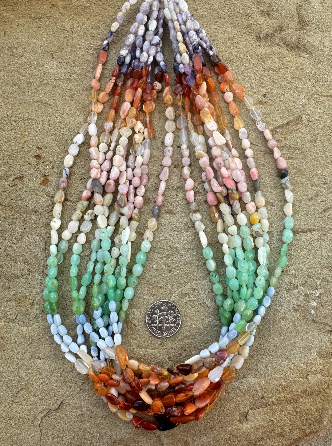 Mixed Natural Opal Graduated Nugget Beads 4x6mm-6x10mm 18