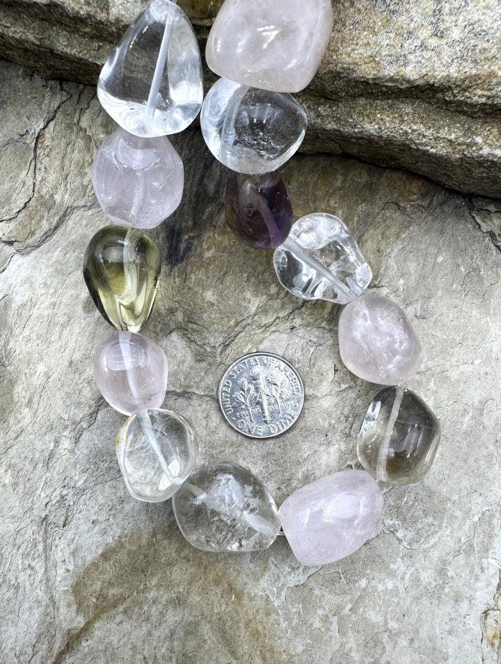 Mixed Quartz BIG 13x17 16x23mm Nugget Beads 116 Inch Strand