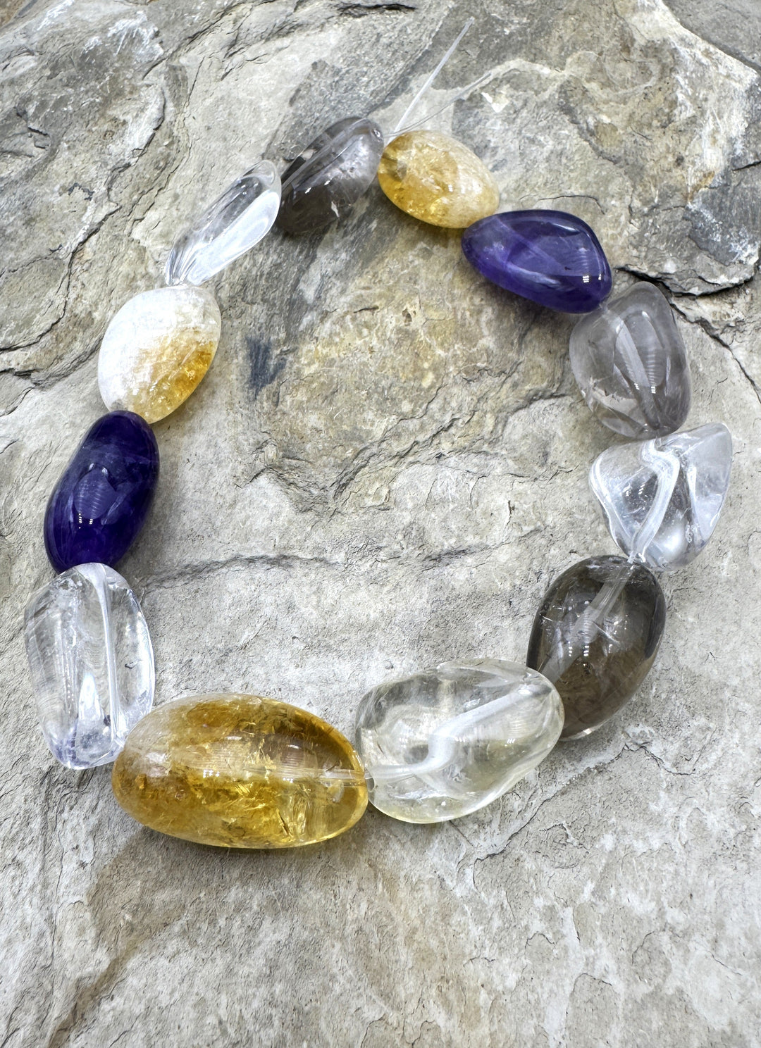 Mixed Quartz BIG 15x22 16x28mm Nugget Beads 10.5’’ Strand
