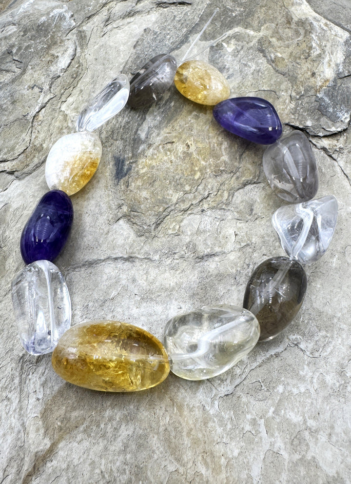 Mixed Quartz BIG 15x22 16x28mm Nugget Beads 10.5’’ Strand