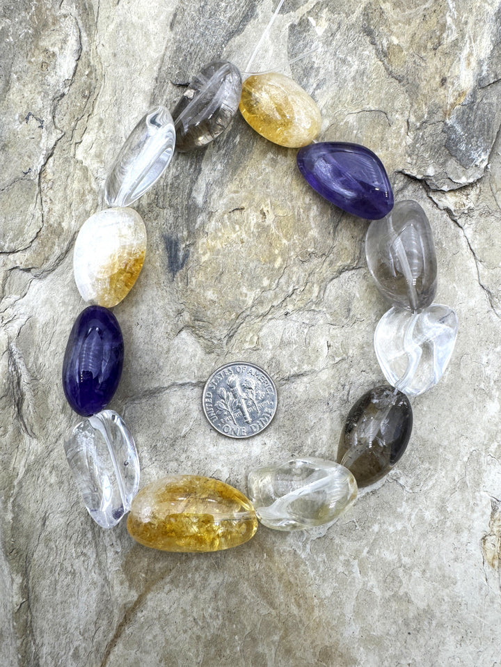 Mixed Quartz BIG 15x22 16x28mm Nugget Beads 10.5’’ Strand