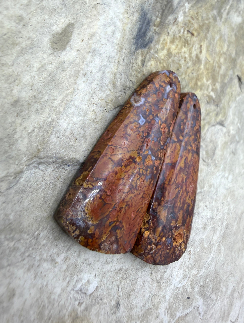 Moroccan Seam Agate BIG Matching Earring Slab Bead Pair