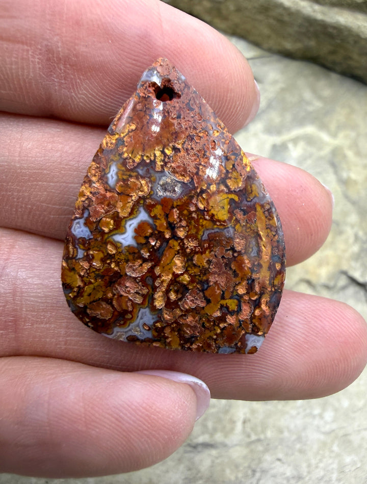 Moroccan Seam Agate Focal Pendant Bead 24x32mm - Moroccan