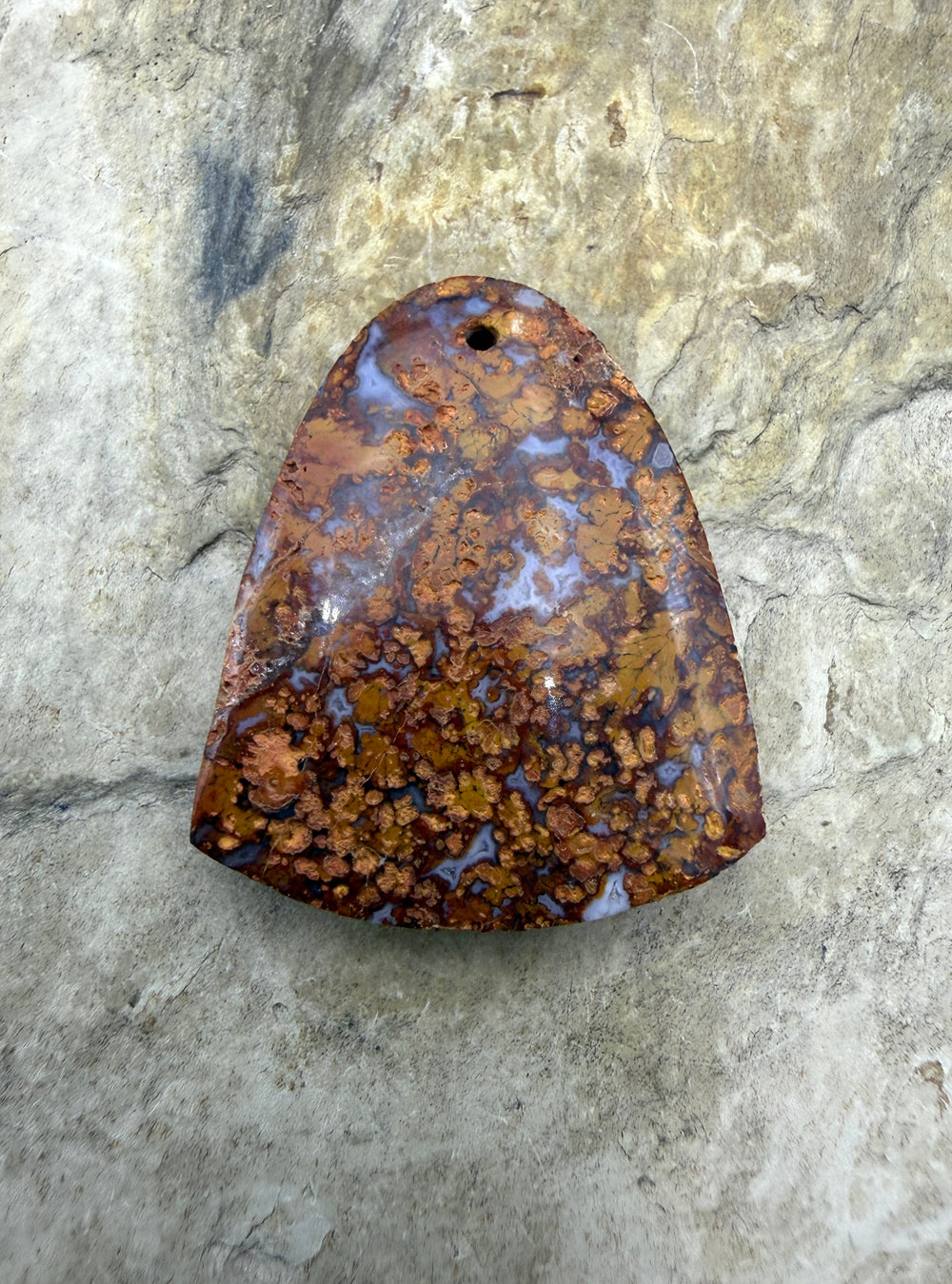 Moroccan Seam Agate Focal Pendant Bead 28x33mm - Moroccan