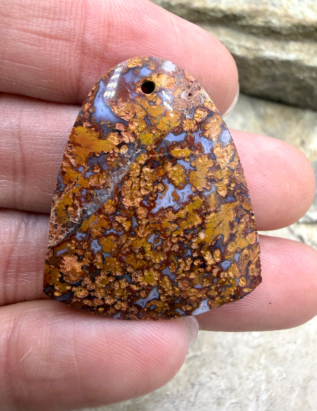 Moroccan Seam Agate Focal Pendant Bead 28x33mm - Moroccan