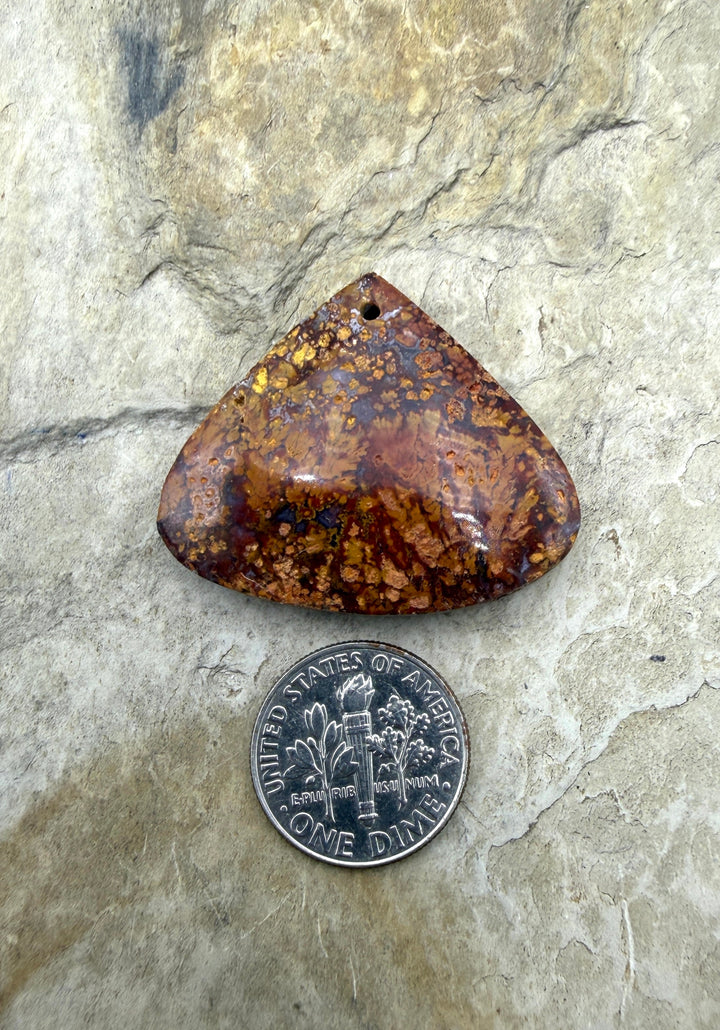 Moroccan Seam Agate Focal Pendant Bead 35x29mm - Moroccan