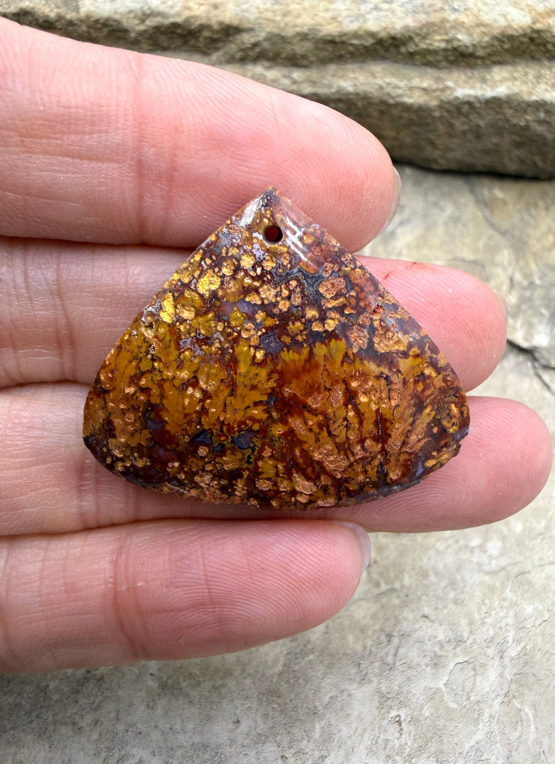 Moroccan Seam Agate Focal Pendant Bead 35x29mm - Moroccan