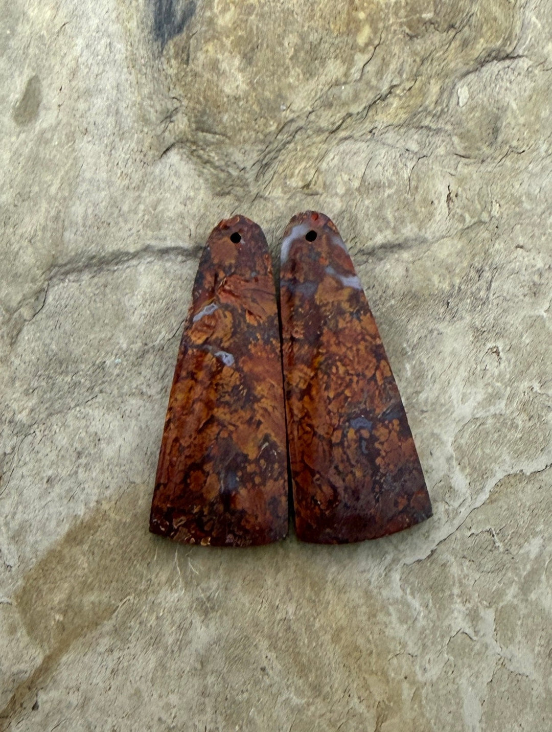 Moroccan Seam Agate Matching Earring Slab Bead Pair 15x38mm