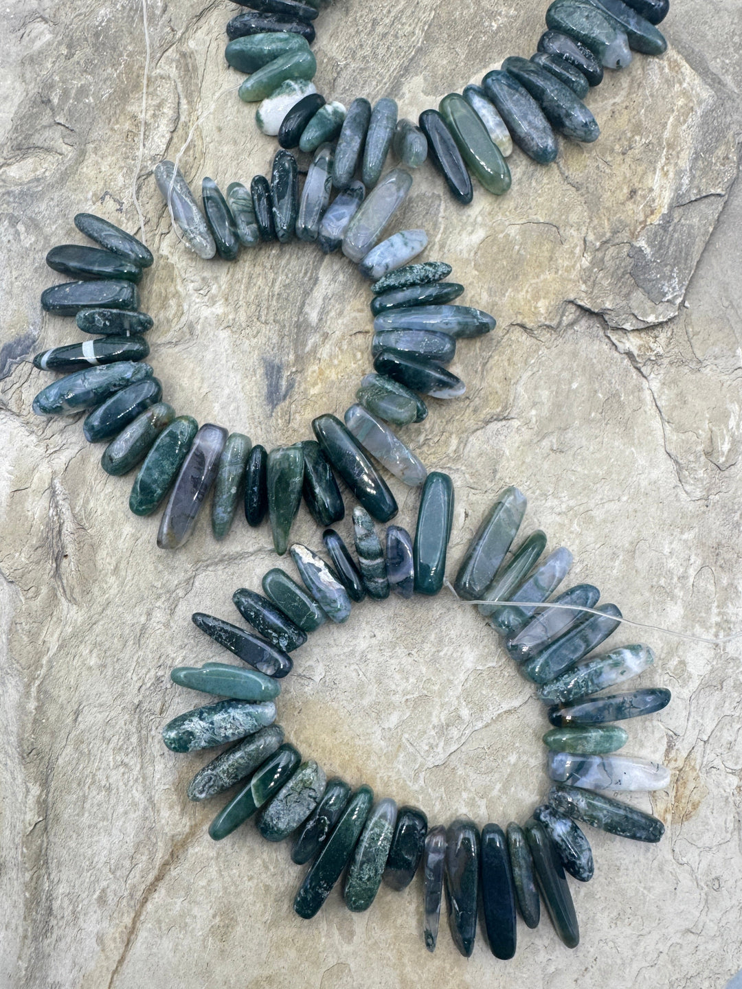 Moss Agate 12 18mm Stick Beads 6 inch Strands Montana Moss