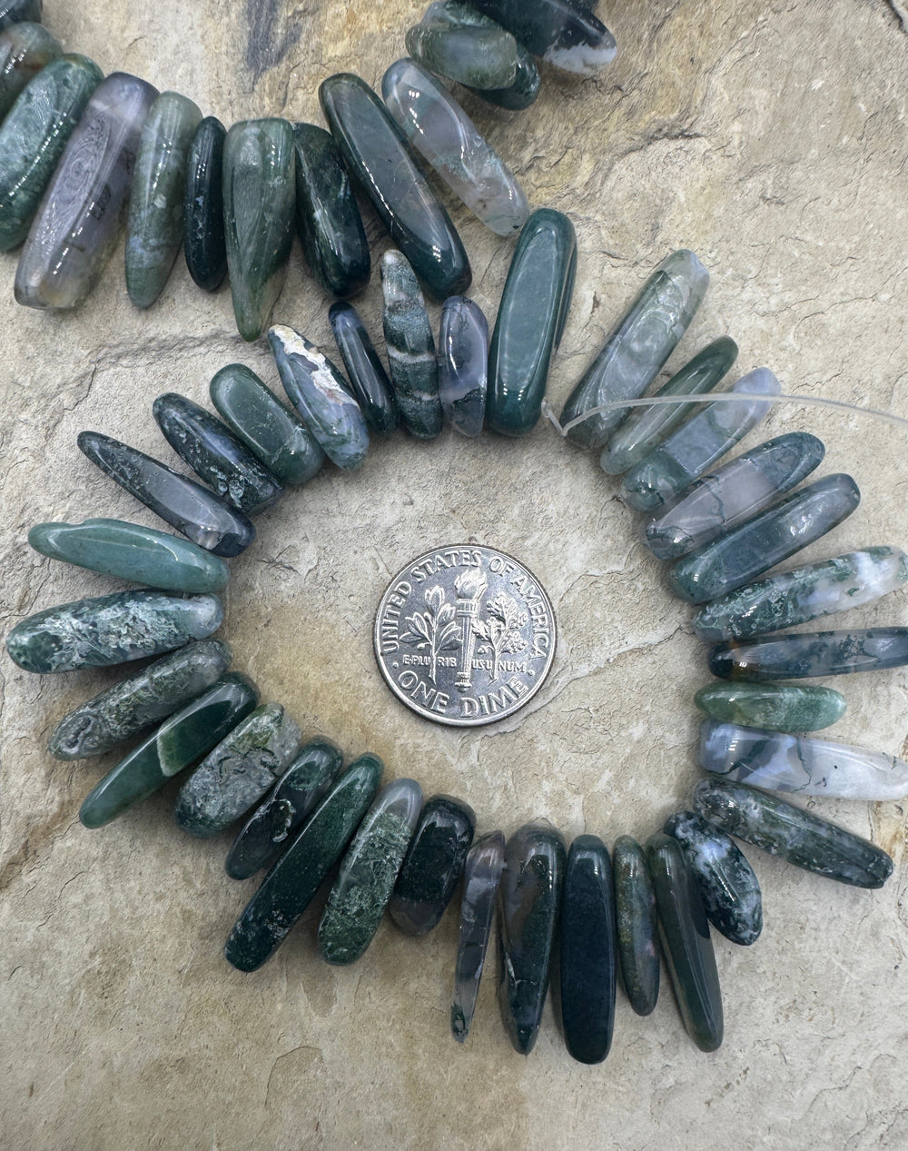 Moss Agate 12 18mm Stick Beads 6 inch Strands Montana Moss