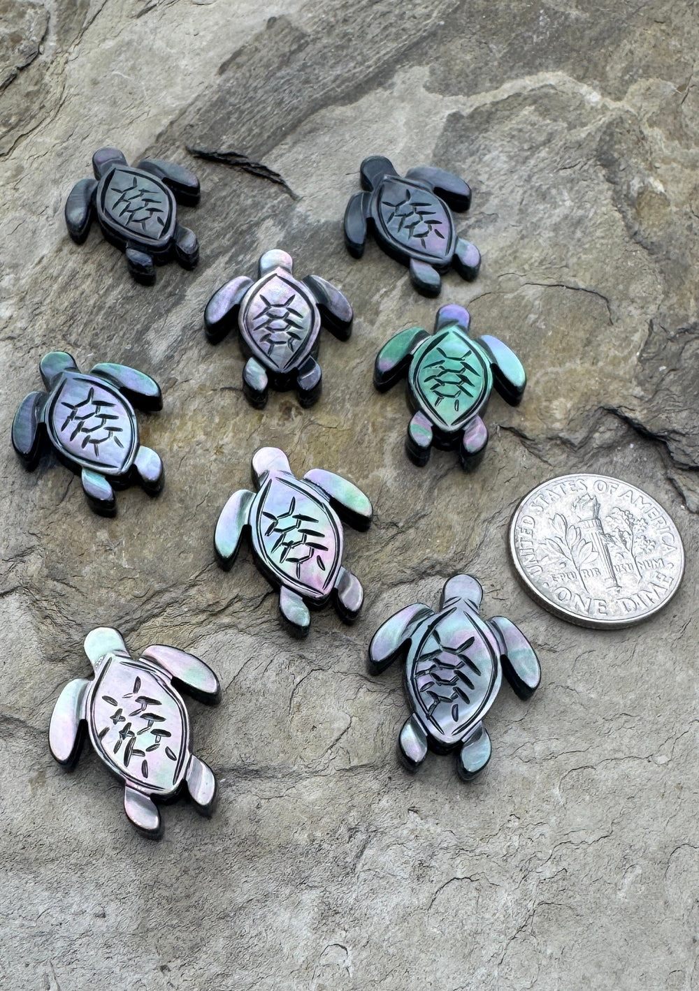 Mother Of Pearl Carved Turtle Beads 15x20mm Package of 2