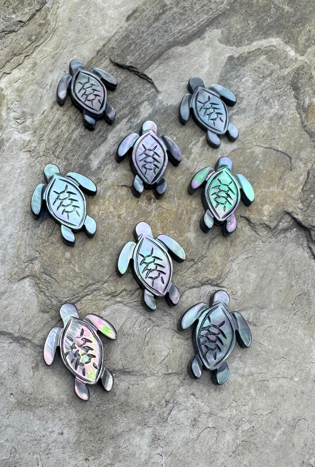 Mother Of Pearl Carved Turtle Beads 15x20mm Package of 2