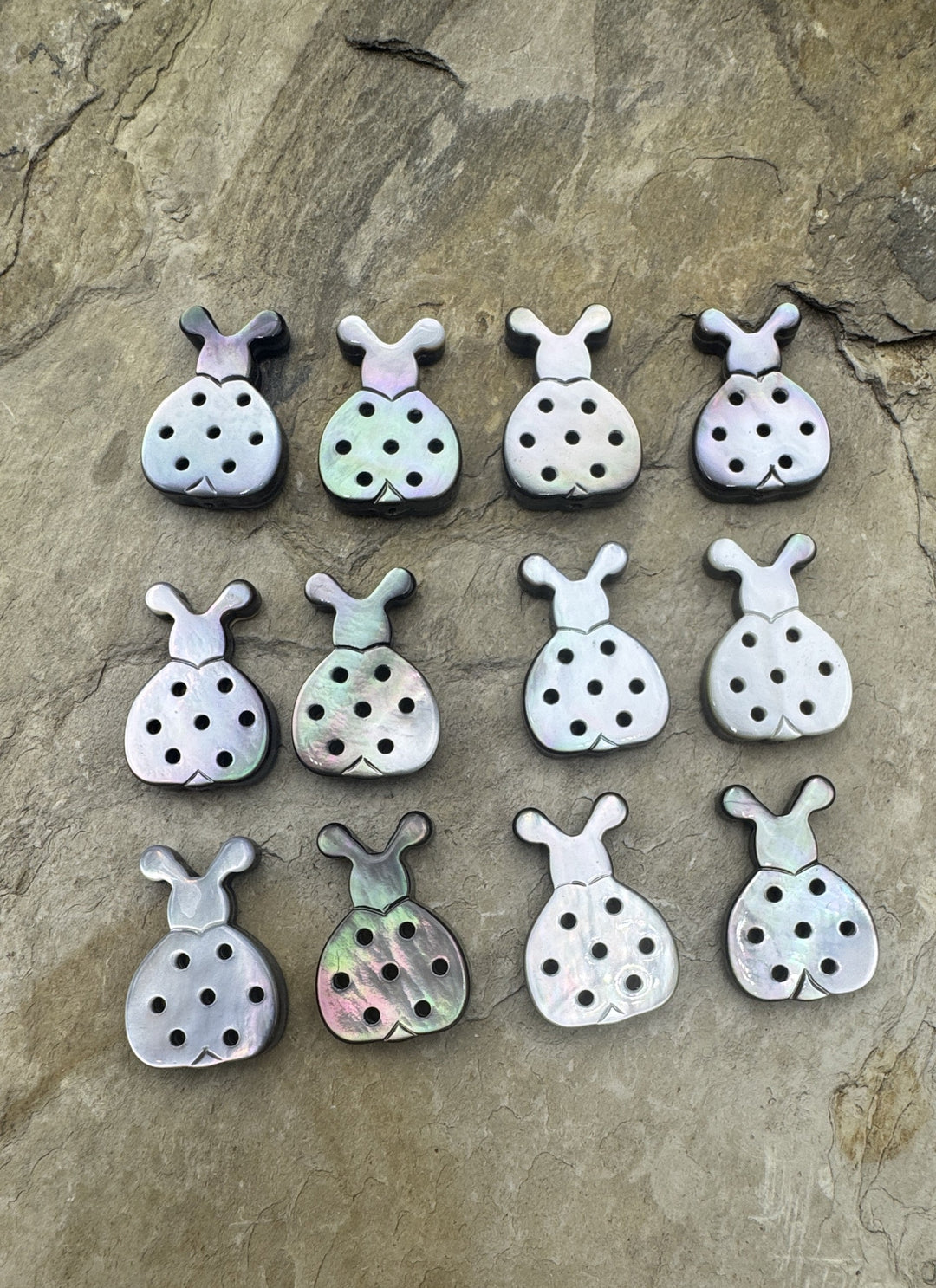 Mother Of Pearl Ladybug Beads 15x22mm Package of 2 Beads/1