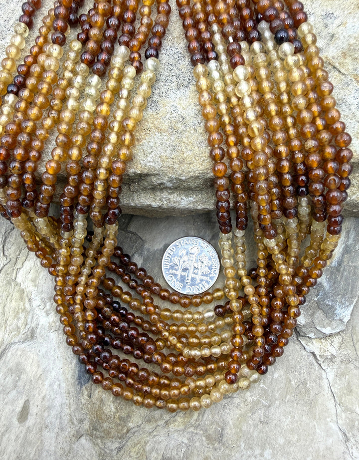 Multi-Colored Smoky Quartz 3mm Round Beads 14 Inch Strand