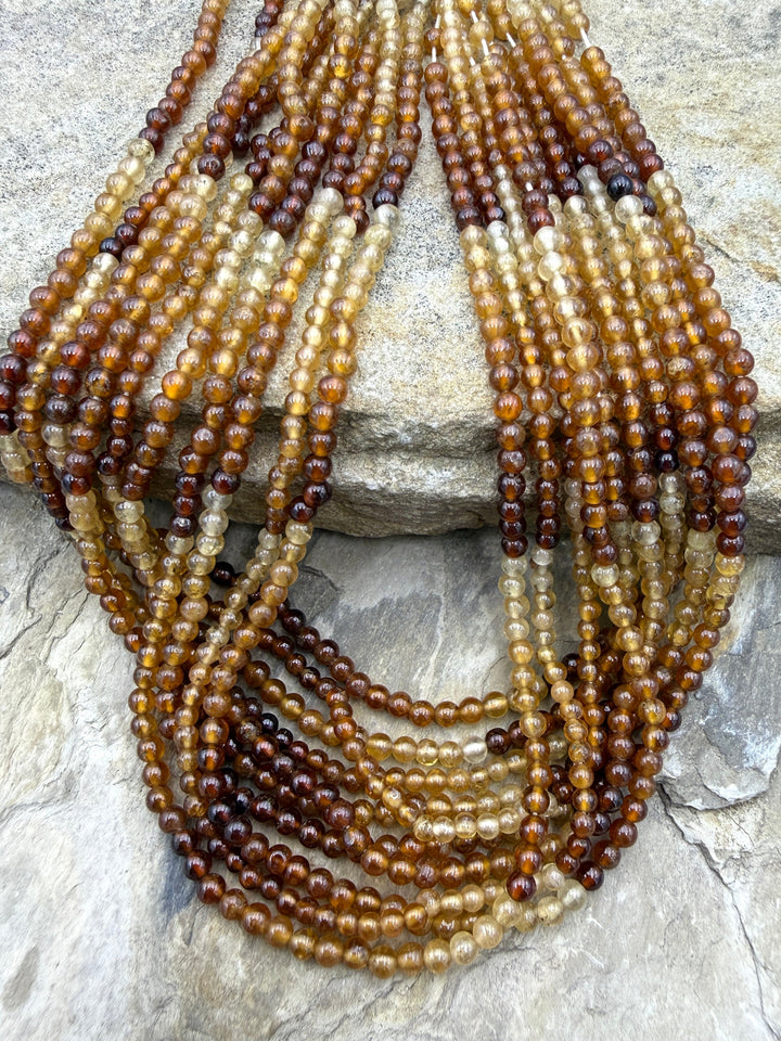 Multi-Colored Smoky Quartz 3mm Round Beads 14 Inch Strand