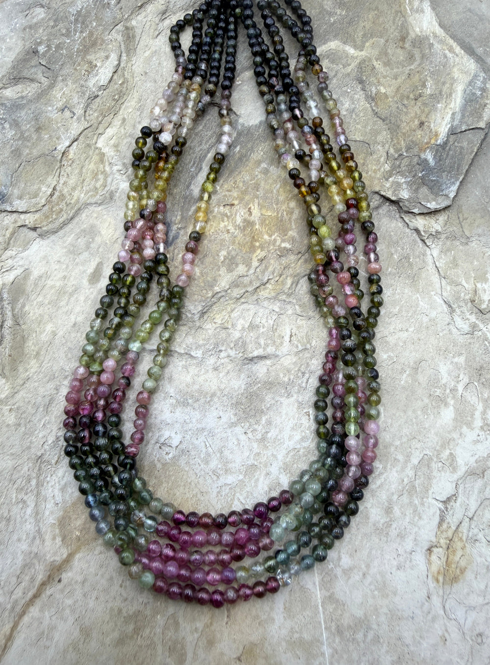Multi-Colored Tourmaline 3mm Round Beads 15 Inch Strand