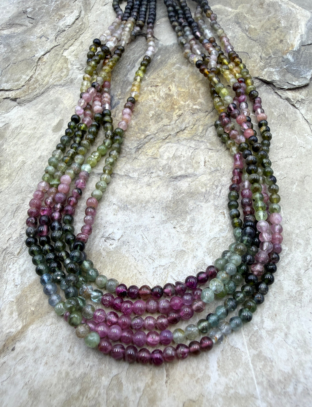 Multi-Colored Tourmaline 3mm Round Beads 15 Inch Strand