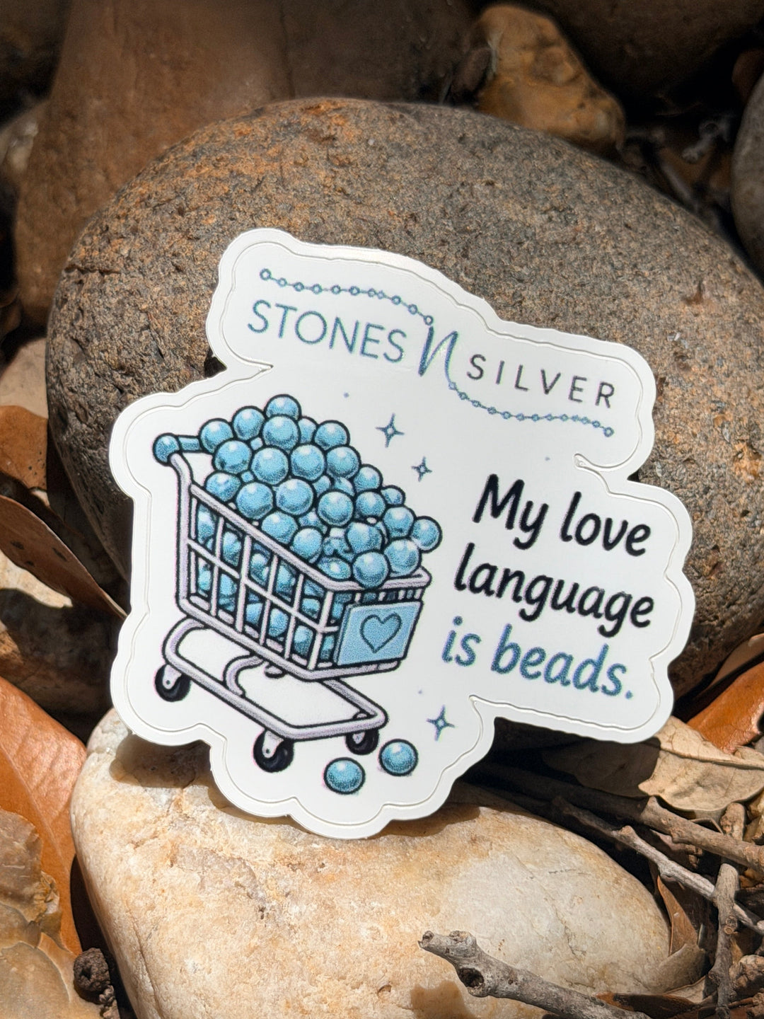 ’My love language in beads.’ Sticker 2.5 inches - merch